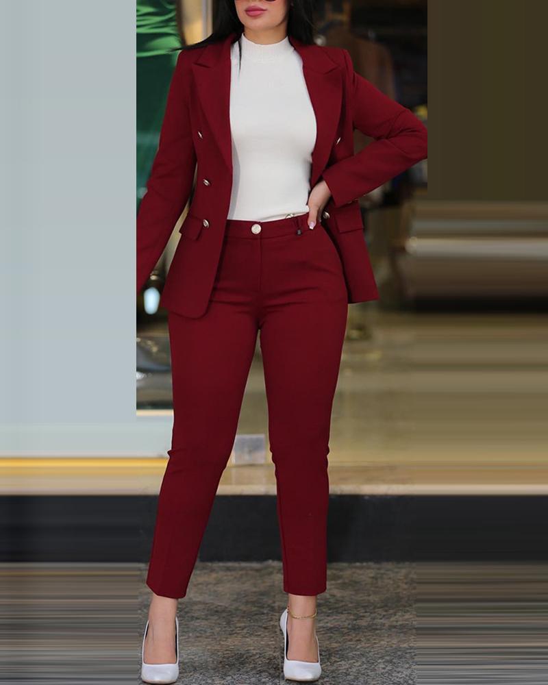 C0527 New Arrival ladies Suits Office Wear Solid Long Sleeve Pants And Blazer Set Elegant Casual Suits Set For Women