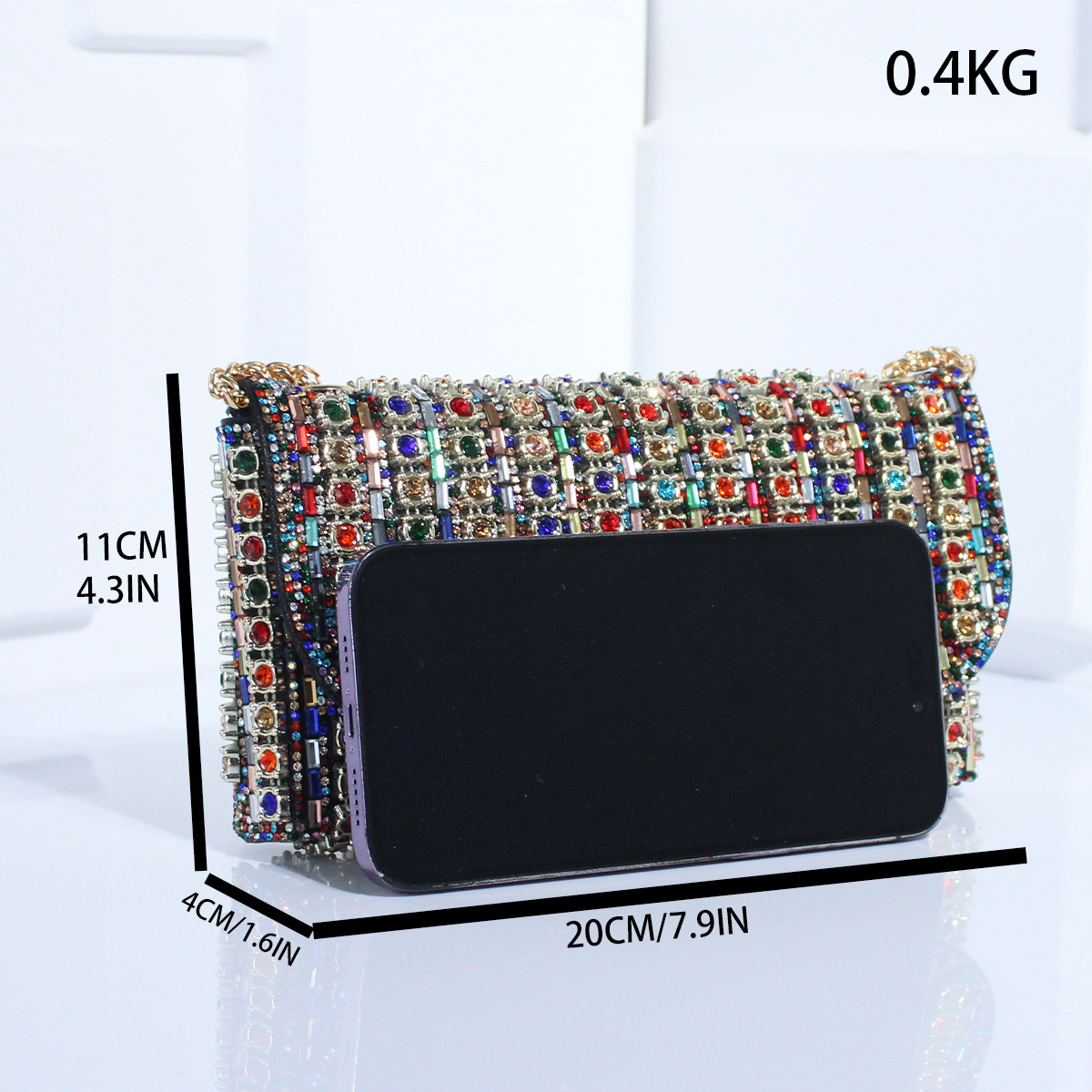 New socialite banquet bag, fashionable diamond inlaid handbag, high-end and exquisite square women's handbag