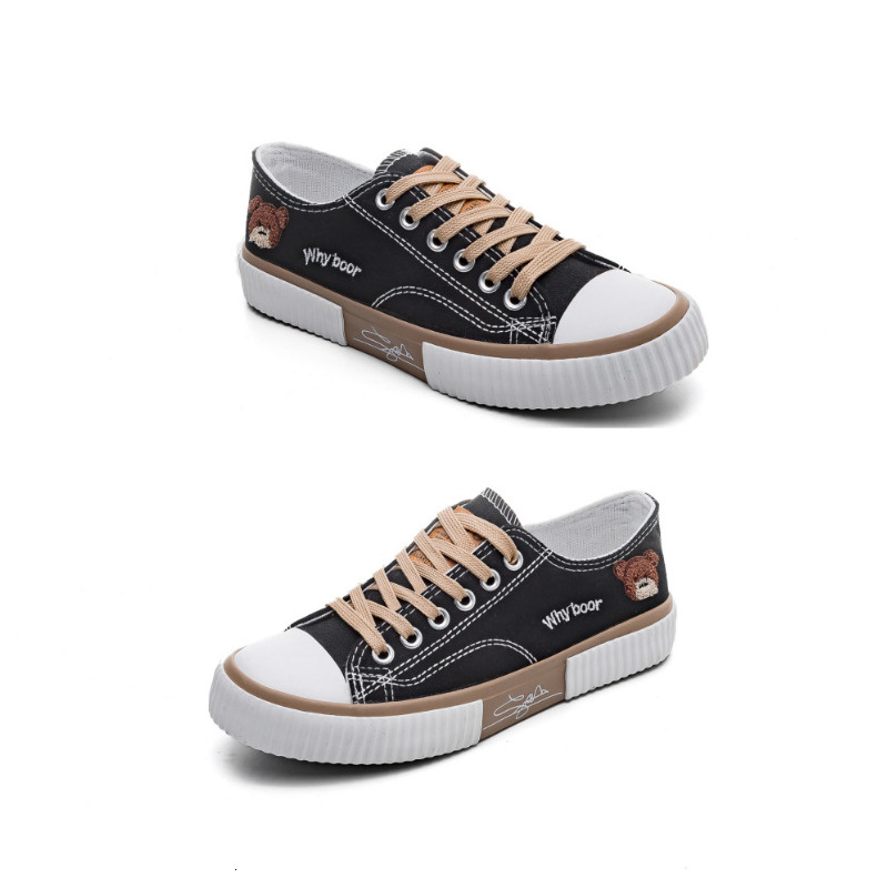 Bear Canvas Women's Korean Dry Breathable Fashion Trend Versatile Casual Board Large Size Cookie Shoes
