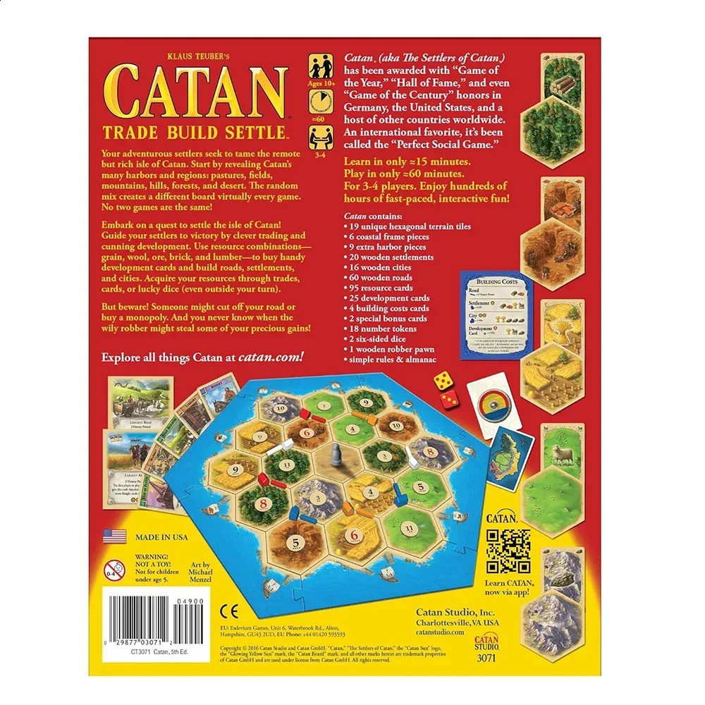 catan board game puzzle leisure toy game card edition playing games 2-8 people party card games 240905