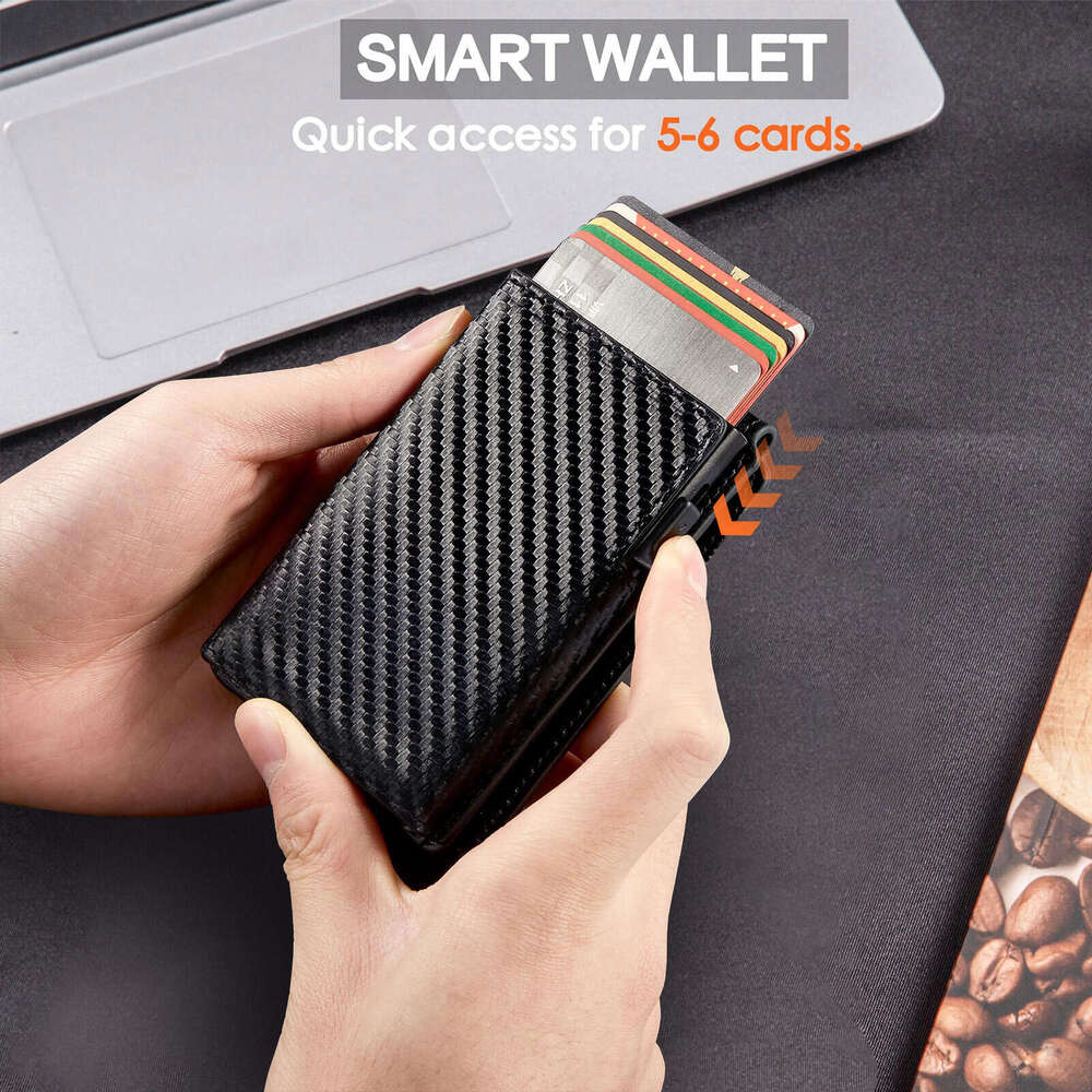 AMZZ Carbon fiber genuine leather, soft anti-theft brush, wallet, men's high-end feeling