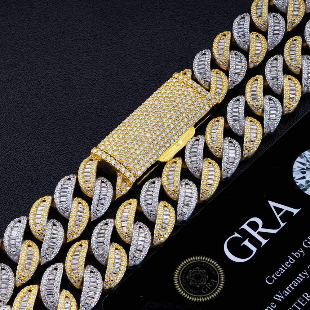 Special Hip Hop Jewelry Custom VVS Lab Diamond Mossinate Men Gold Plated 15Mm Prong Cuban Link Chain Moissanite