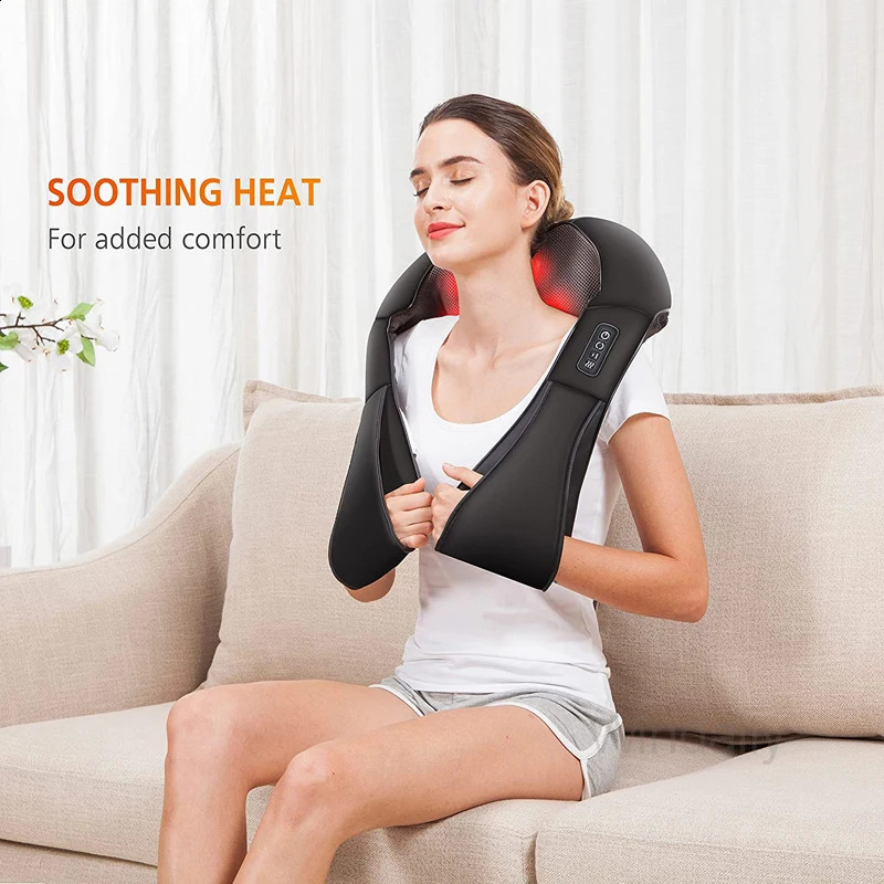Finger press neck and shoulder massager heated back massager U-shaped deep knee electric massage pillow 240914
