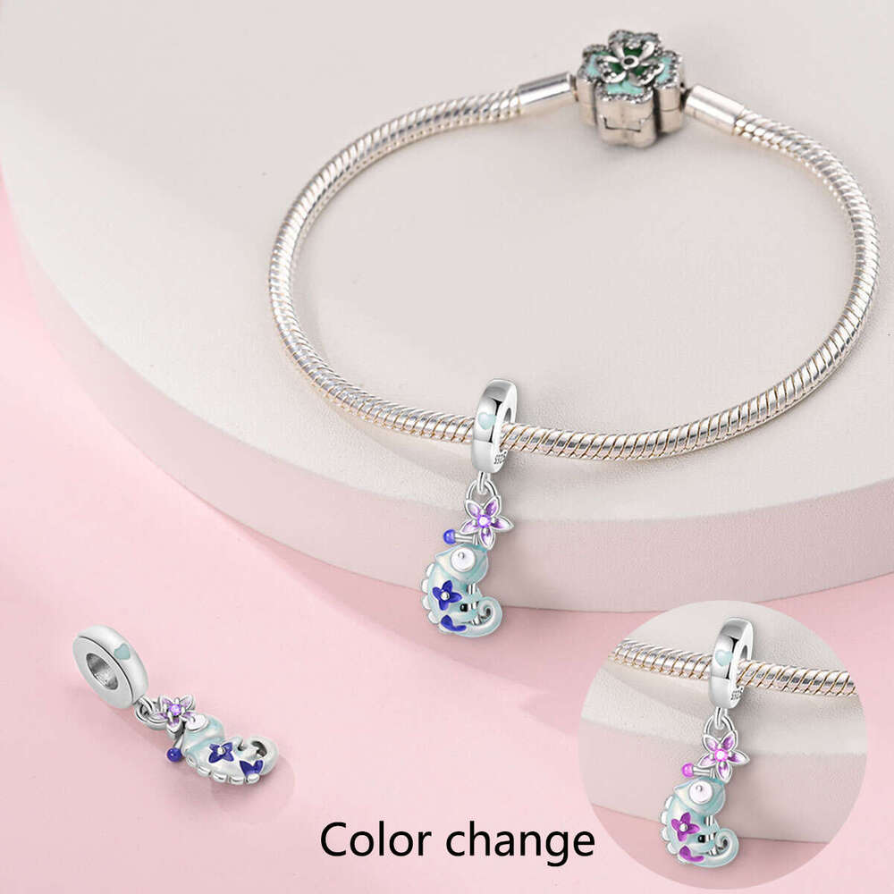 925 Sterling Silver wer Chameleon Change Color Charms Beads Fit Bracelets DIY Jewelry New Year's Gift