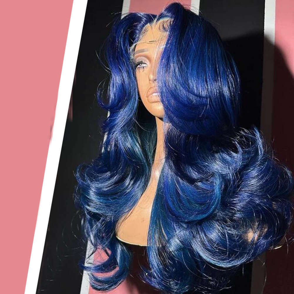 AIMEYA Dark Blue Lace Front Wigs For Women Haire Synthetic Hair Long Natural Wave Daily Use Cosplay Wig