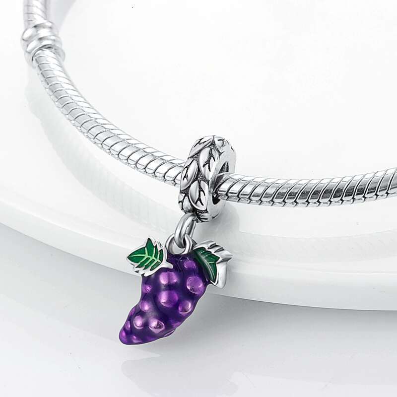 925 Silver Purple Series Beads Clip wer Heart Star Charms Butterfly Grapes Dangle Fit Original Bracelet Jewelry Gift