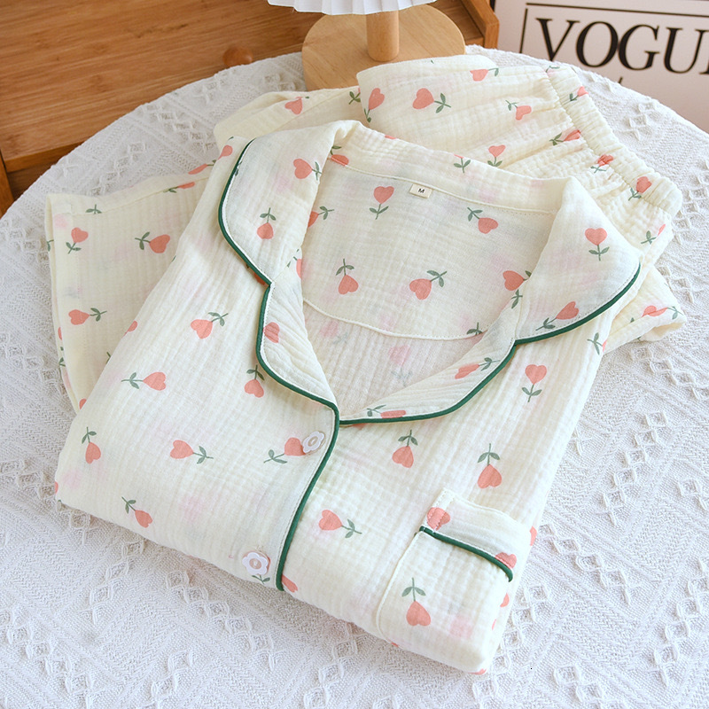 2024 Spring/Autumn 100% Cotton Platycodon Tul Wer Print Household Women's Pamas Summer Loungewear Sleepwear