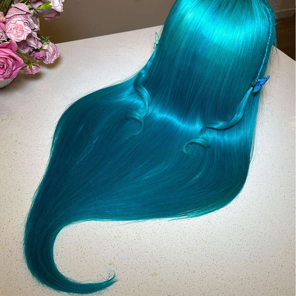 30Inch Long Synthetic Heat Resistant Firber Straight Lace Front 10% Human Hair Cosplay Wig Glueless For Women