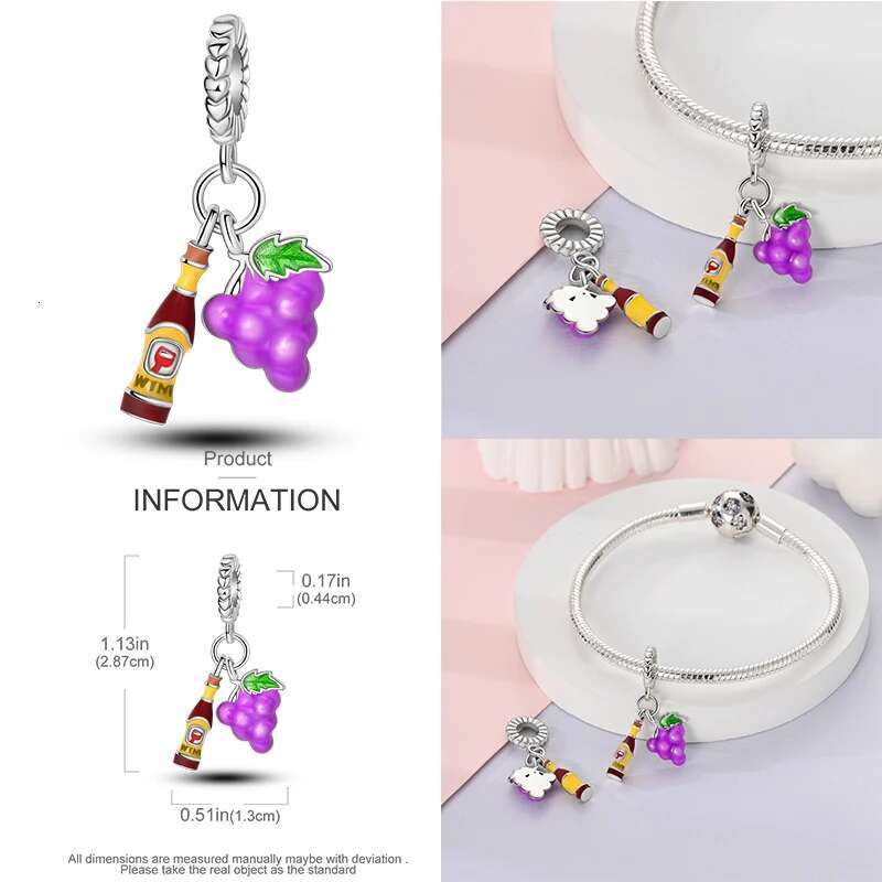 925 Sterling Silver Summer Style Charms ice cream Fruits toaster Bead Pendant Fit Original Bracelet Charm DIY Jewelry