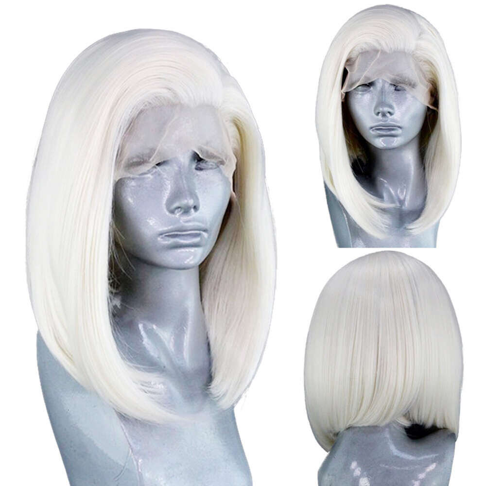 AIMEYA Platinum Blonde For Women Heat Resistant Synthetic Hair Natural Haire Short Bob Lace Front Wig