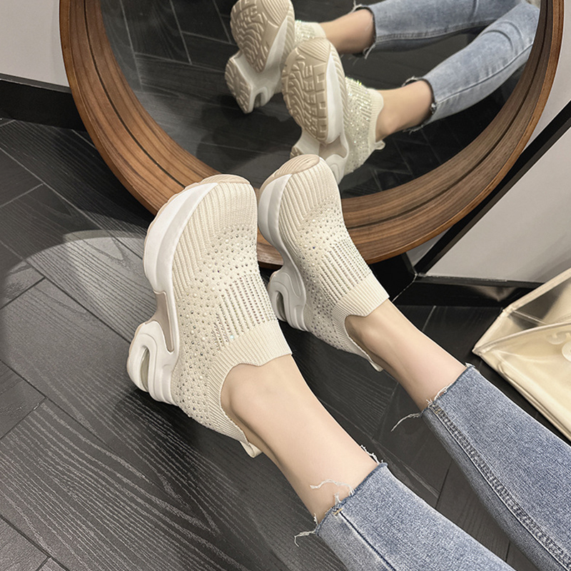 High Quality Air Cushion For Women lightweight Breathable Hiking Shoes Rhie Platform wedge SLIP-ON sneakers Loafers