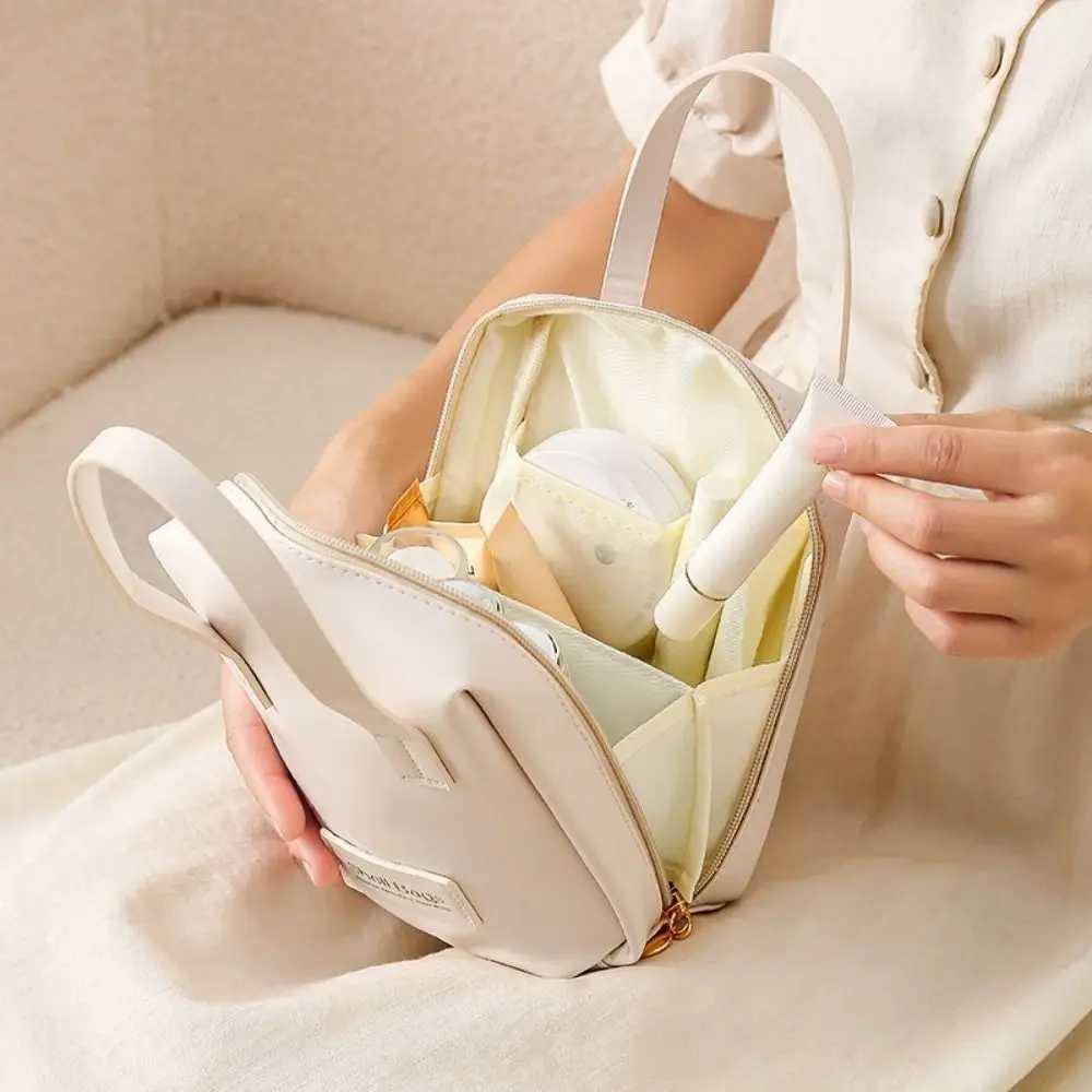 Large Capacity Cosmetic Bag Fashion Portable Wash Bag PU Leather Storage Bags Makeup Organizer Cosmetic Storage Tool with Handle Z240914