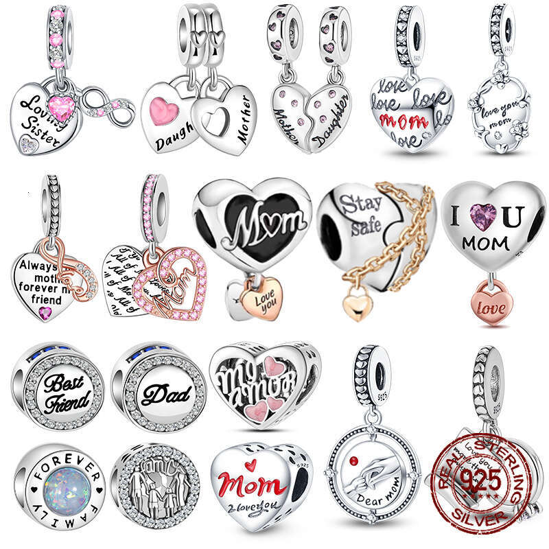925 Sterling Silver Heart Shaped Warm Family MOM Charm Beads Fit Original Bracelets Fine DIY Mother's Day Jewelry Gifts