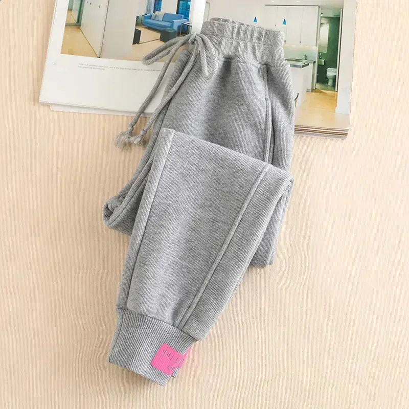 Grey Womens Sports Pants Autumn Winter Backpack Street Black Thick Jogger Clothing Trousers 240913