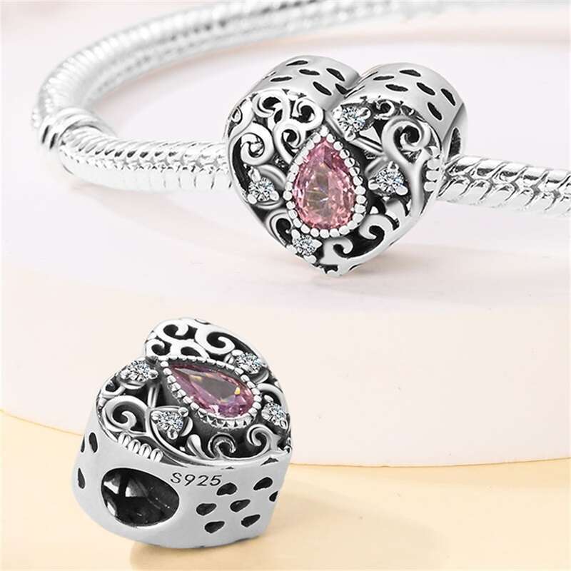 925 Sterling Silver Heart Dog Warm Family Charms Beads Fit Original Bracelets Fine DIY Mother's Day Jewelry Gifts
