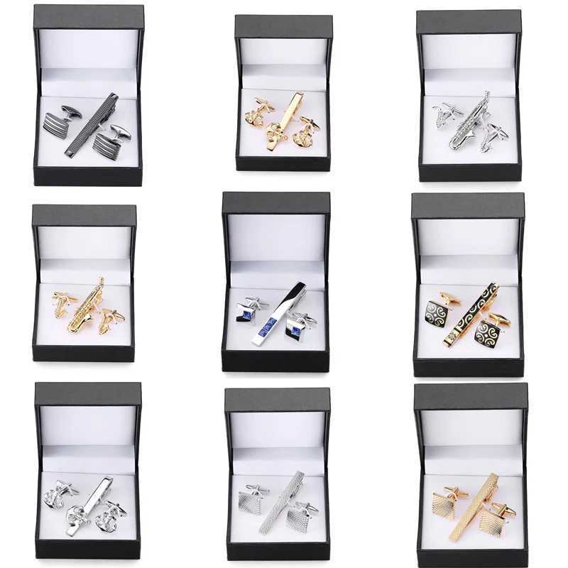 A set of high-end tie clips Kraft exquisite cufflinks anchors saxophone crystal cufflinks black square cufflinks W240914