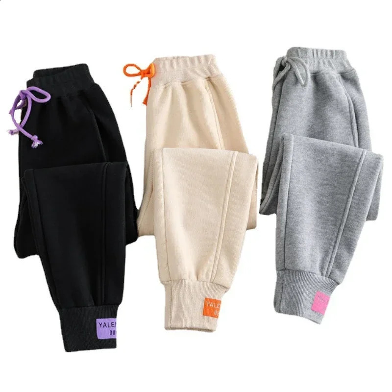Grey Womens Sports Pants Autumn Winter Backpack Street Black Thick Jogger Clothing Trousers 240913