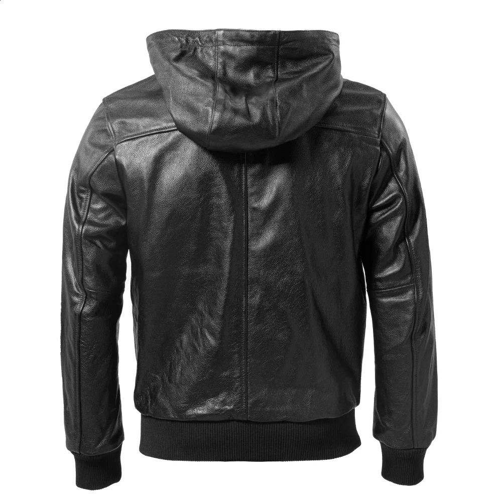 Mens leather jacket hoodie soft natural denim genuine mens clothing spring and autumn free delivery 240913