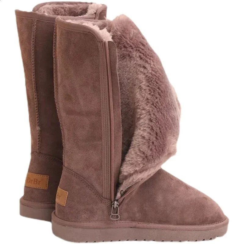 Women Suede Leather Warm Snow Boots Winter Causal Plush Fluffy Anti-cold Zipper Boots Plus Size 42 Women Platform Shoes 240904