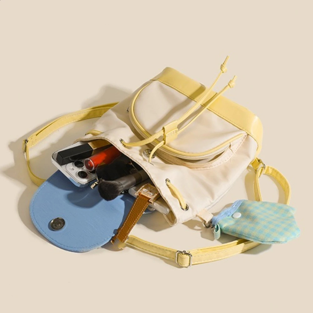 Korean Style Bucket Backpack Large Capacity Comes with Small Bag Mini Fashion Backpack ed Lightweight School Bag 240912