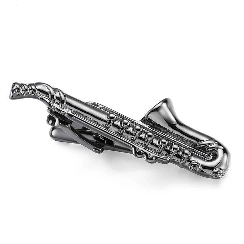 New copper material music tri color saxophone tie clip fashionable mens wedding tie clip clothing accessories wholesale W240914