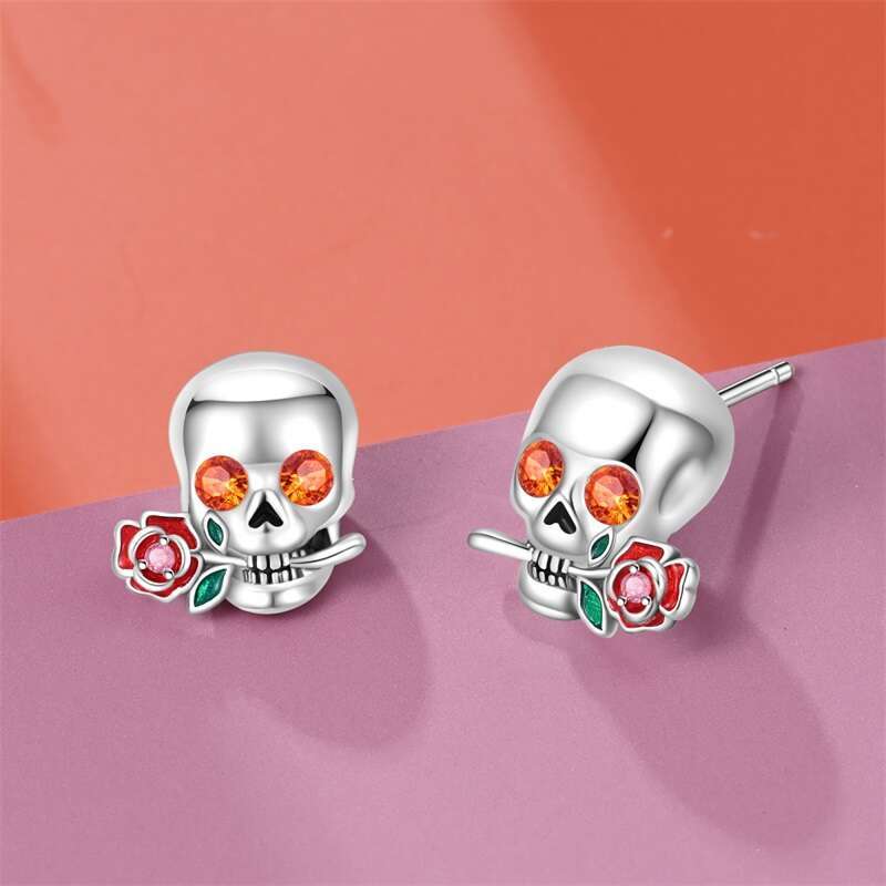 New Halloween Art Series 925 Sterling Silver Horror Pumpkin Bat Spider Ghost Glowing Earrings For Women Party Jewelry