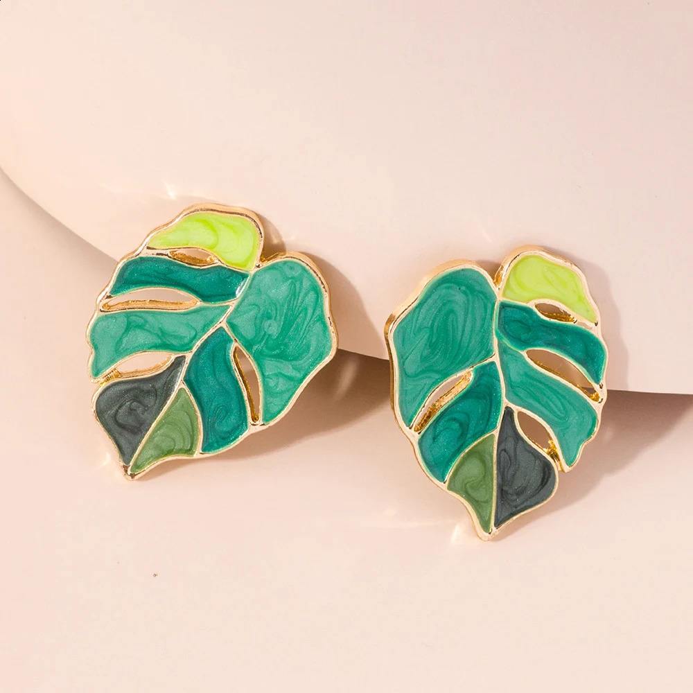 Lost Lady Plant Green Leaf Enamel Drop Earrings for Women Spring Fashion Statement Wholesale jewelry Paty Gifts Bijoux 240906