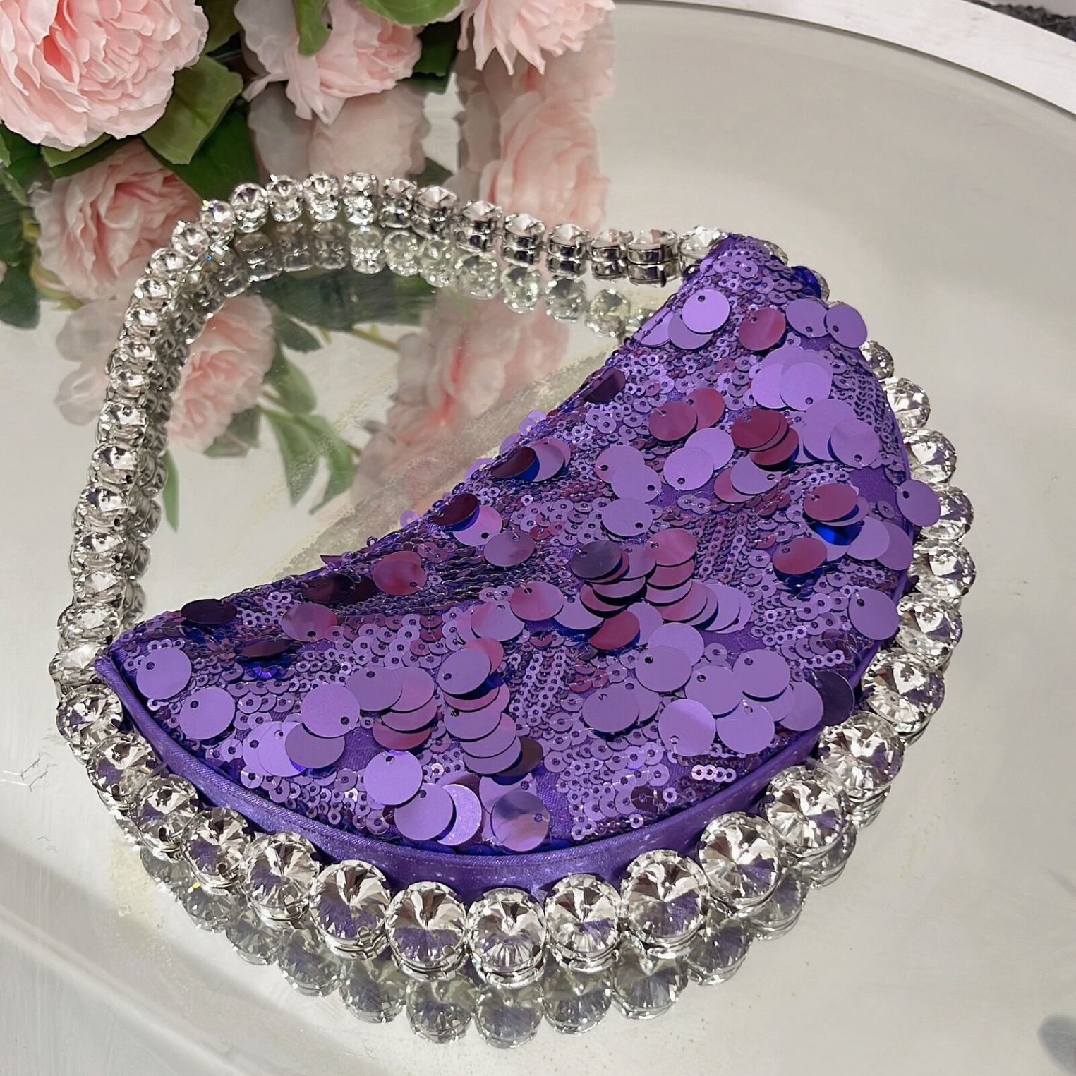 24 New Women's French Super Shining Diamonds Underarm Instagram Same Water Diamond Shoulder Bag Handheld