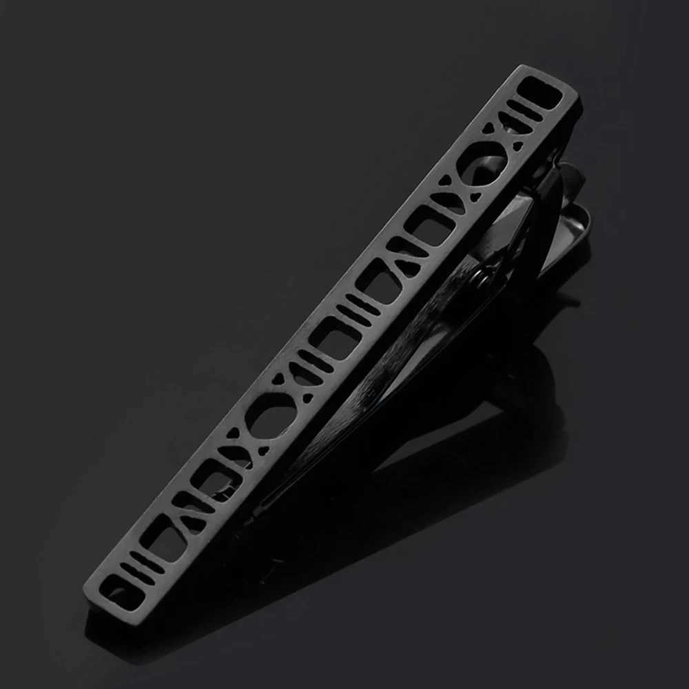 Classic mens geometric hollow outer metal gold black collar clip with stainless steel clip for party and wedding clip accessories W240914