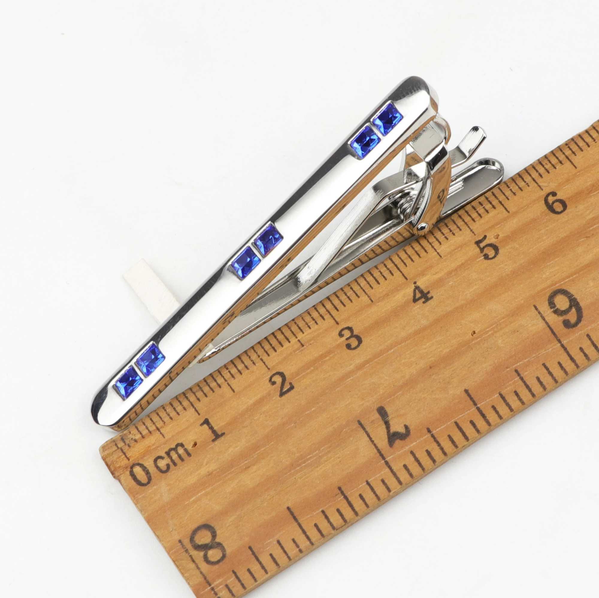 Luxury mens tie clip copper silver metal colored crystal jewelry mens business banquet bar necklace clip accessories gift W240914