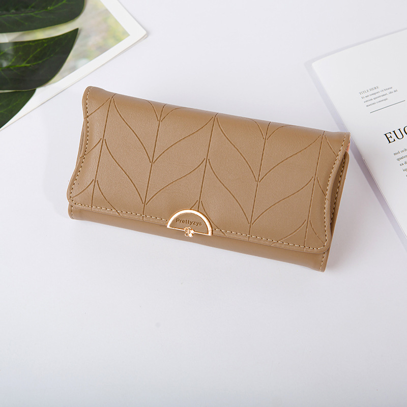 2024 wallet women's long plaid frosted bag cover type three fold big money clip coin purse