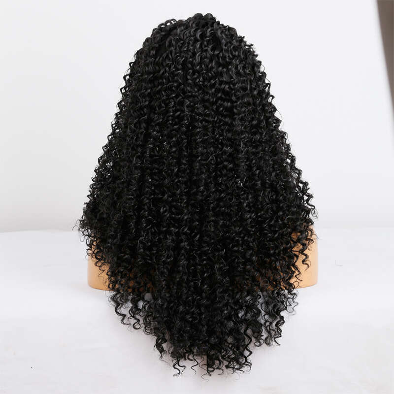 10% Human Mixed Synthetic Lace Front With Baby Hair Glueless Kinky For Woman Heat Resistant 180% Curly Wig