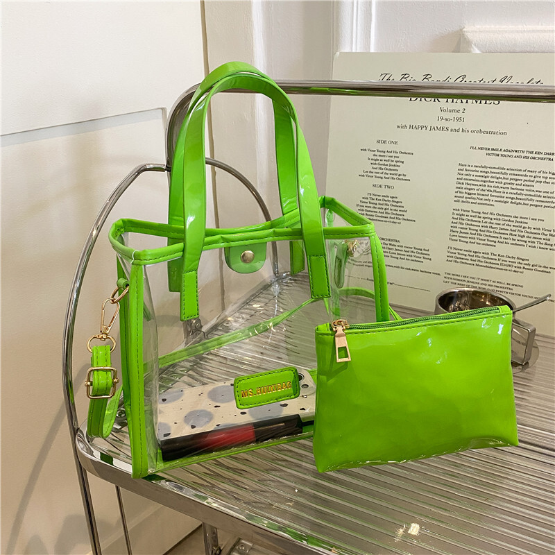 2024 trendy large capacity fashionable transparent handbag jelly beach bun mother shoulder tote bag