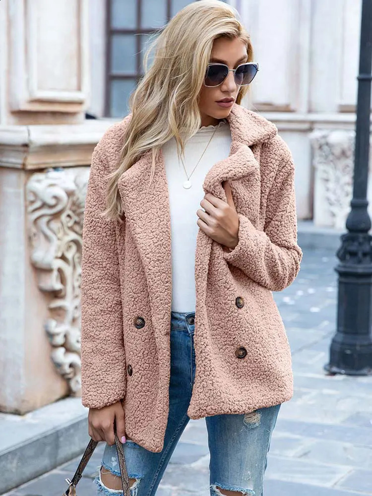 Autumn Teddy Coat Women Faux Fur Coat Female Thick Warm Plush Teddy Jacket Long Sleeve Winter Coat Women 240911