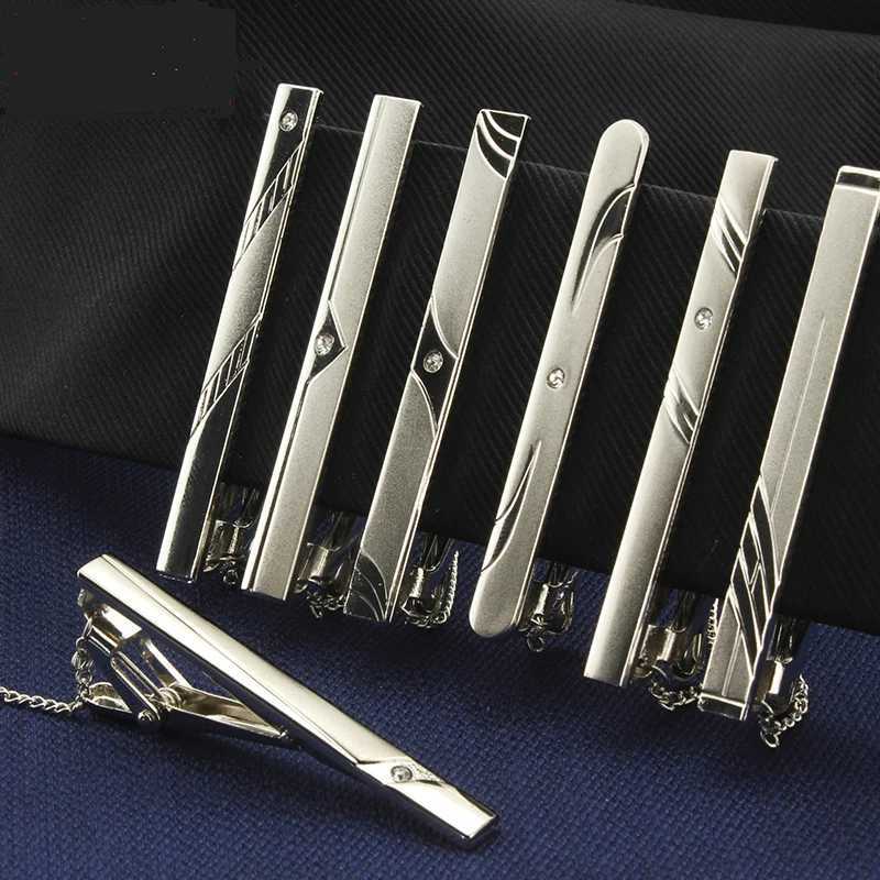 Necktie Clips Mens Business Silver Geometric Tie Clip Wedding Accessories Jewelry Simple Korean Stickpin W240914