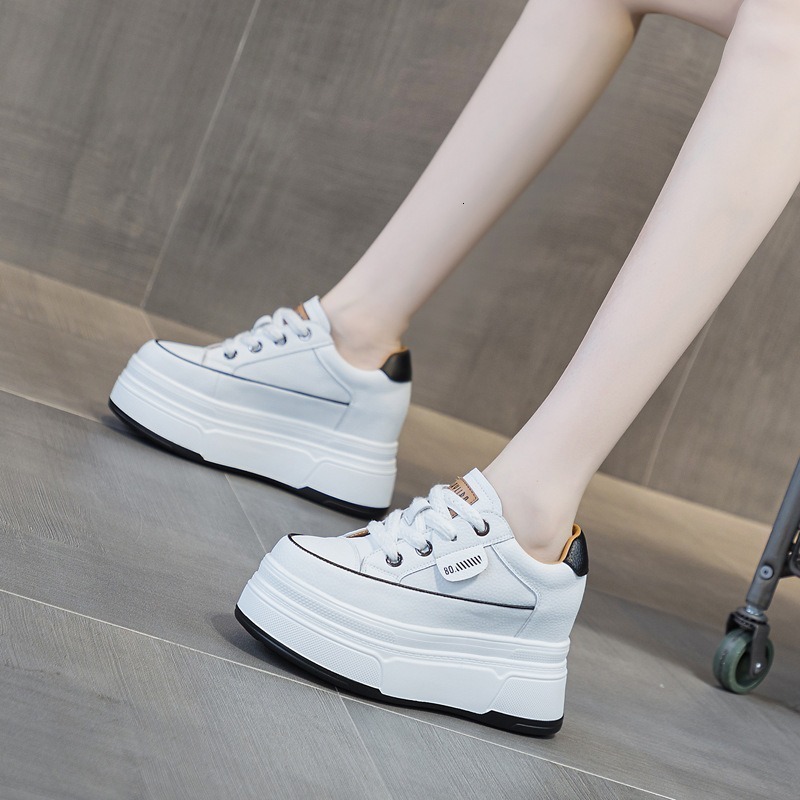 Retro 9cm Cow Suede Genuine Leather Women Vulcanized Platform Wedge Skate Boarding High Brand Heels Casual Stable Shoes