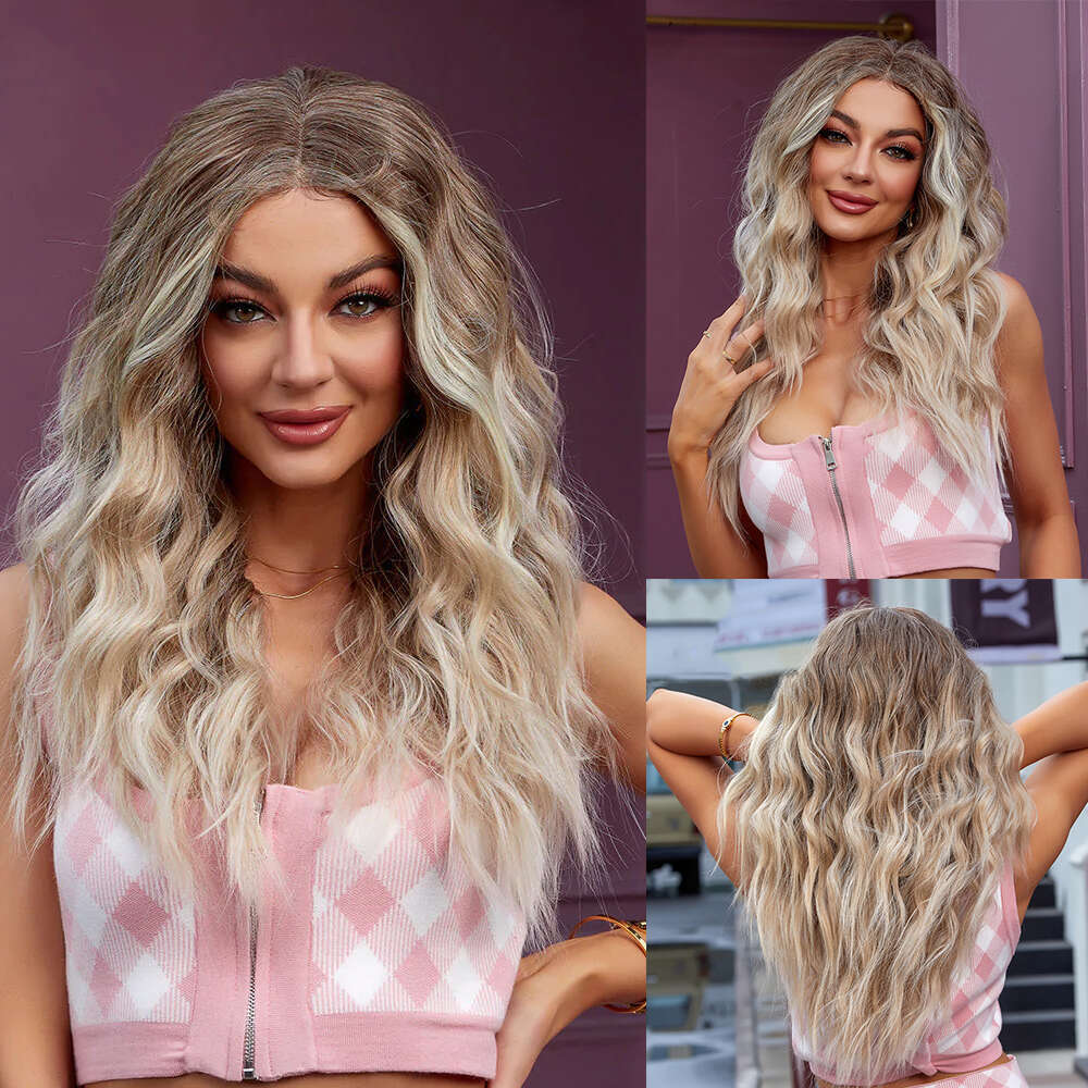 Ash Blonde Synthetic Mixed Ombre Human Hair Wigs Heat Resistant Fiber Daily Cosplay 13X4 Lace Front Wig For Women