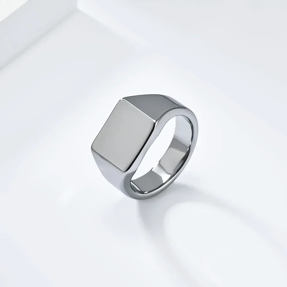 tungsten carbide Signet mens flat band ring never fading or rusting 240911