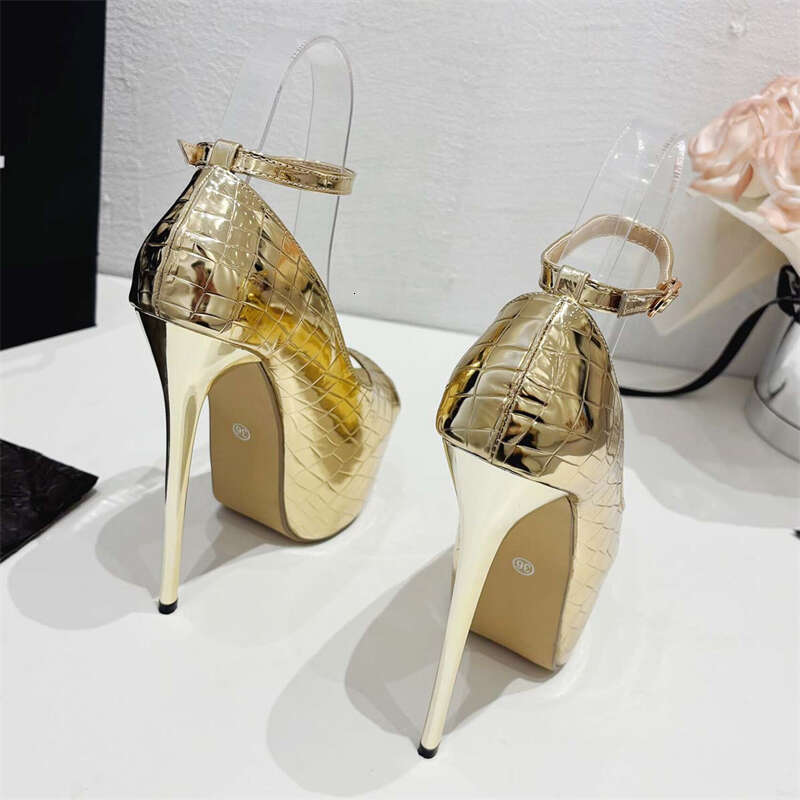 Eilyken Women Pumps Sexy Chunky Platform Fetish Super High Heels Shoes Elegant Peep Toe Buckle Strap Party Prom Sandals