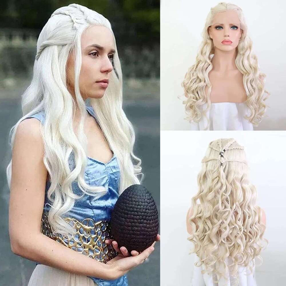 AIMEYA Orange Curly Lace Cosplay Halloween Long Role Play Wig Heat Resistant Synthetic Hair Costume