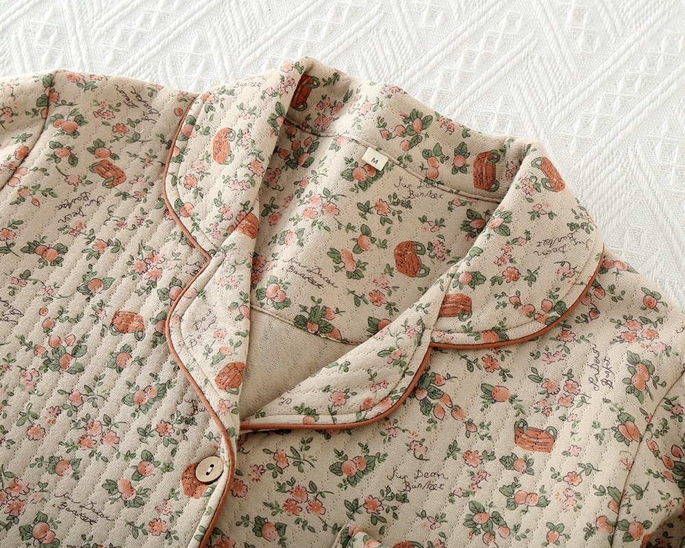 2023 New Women's Pamas Suit Thick Warm Cardigan Winter Pyjamas Sets Long Sleeve Wer Print Home Clothes Sleepwear