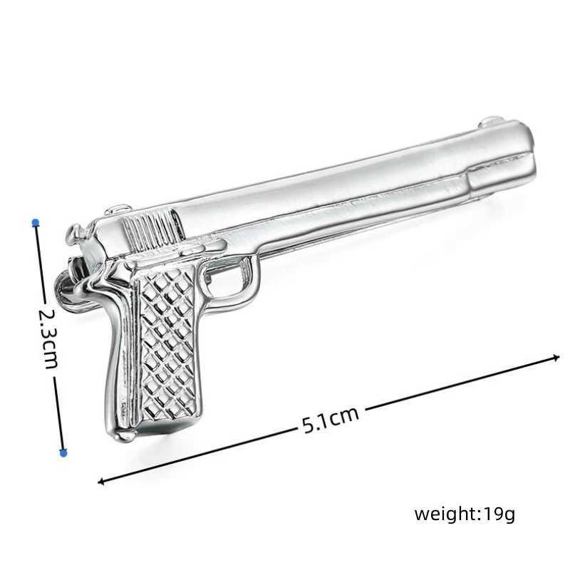 Classic mens and womens tie clip high-quality metal pistol model clip business shirt accessory jewelry gift W240914