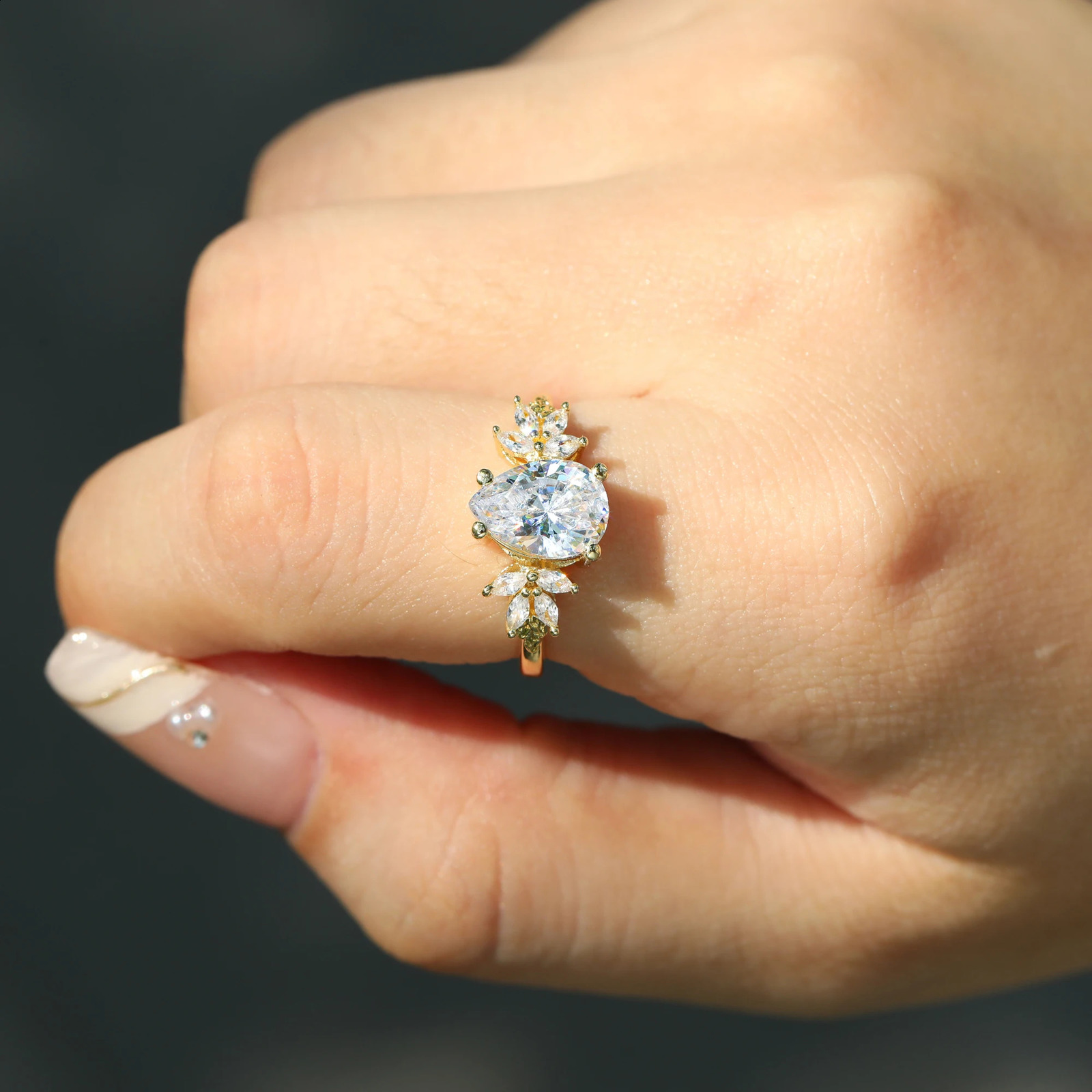 Water Drop 925 Sterling Silver 1ct 2ct 3ct Engagement Ring for Woman Zircon Cluster Anniversary Gift with Certificate 240906