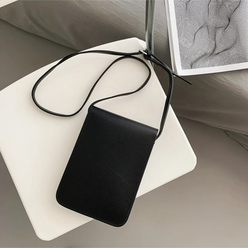 Simple unisex small square PU leather Korean cross body shoulder bag fashion phone bag wallet 240912