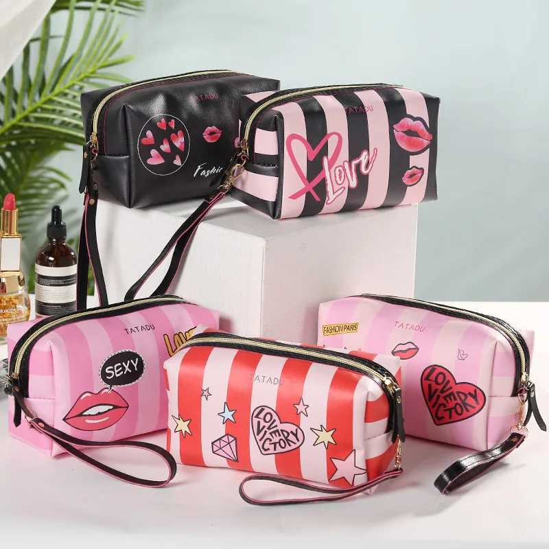 Pu Graffiti Storage Makeup Organizer Bagette Bag Cosmetiquera Small Cosmetic Organizing Bag For Girls Pillow Makeup Pouches Z240914