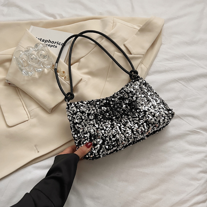 2024 Spring Women's Handbag, New Texture, Leisure, Western Style, Sparkling Single Shoulder Bag, Personalized Ins, Minimalist Crossbody