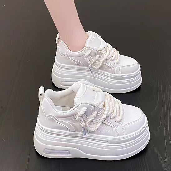 Chunky Sneakers For Women High Top 8cm Platform Height Increasing Sports Basketball Non-slip Trainers Walking Shoes