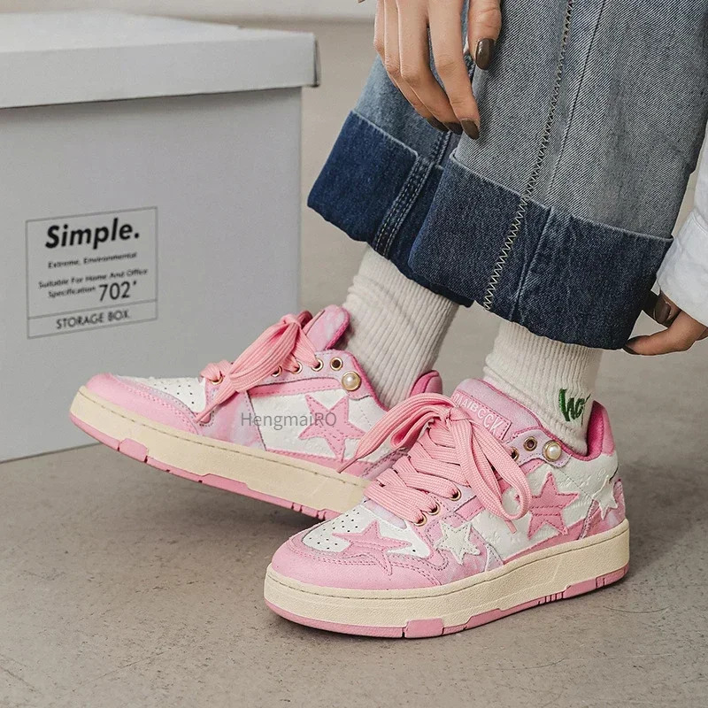 Unisex Sneakers Women for Men Tennis Retro Y2K Star Punk Hip-hop Skateboard Shoes Fashion Couples Sports Casual Shoe