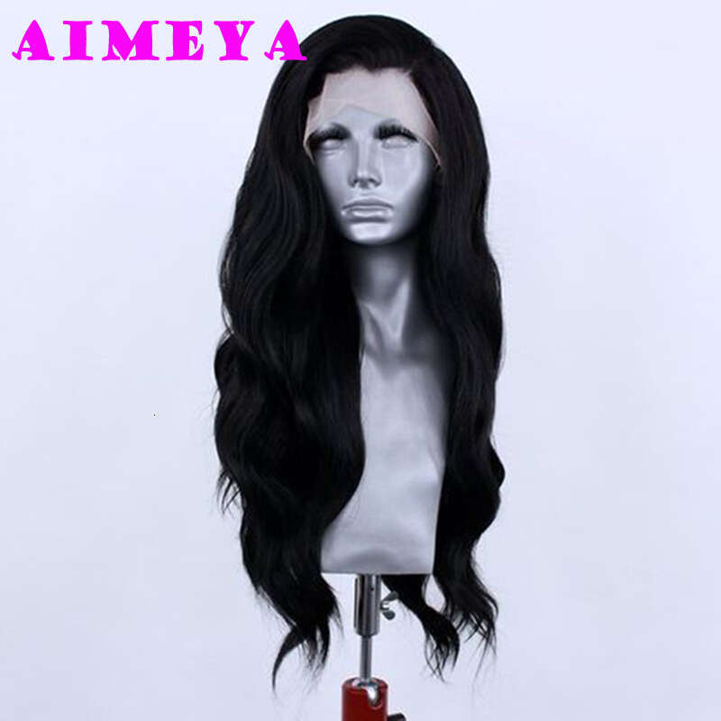 AIMEYA Synthetic Black Lace Front Wig For Women Wave Free Part Natural Haire Heat Resistant Daily Wear Cosplay Wigs
