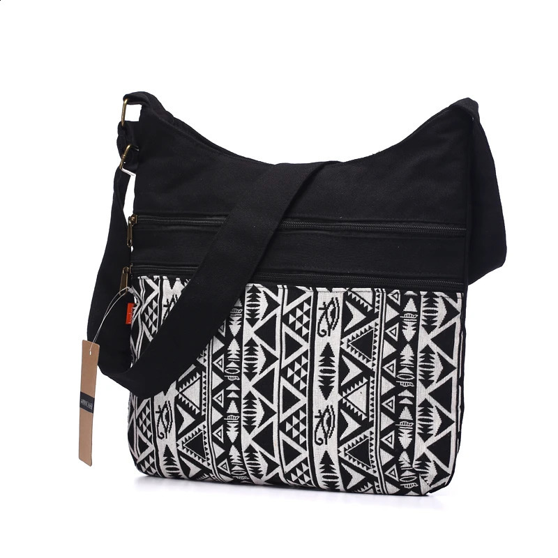 Annmouler Womens Cotton Shoulder Bag Gypsy Bohemian Stray Fashion Hippie Aztec Folk Tribe Cross Messenger 240913